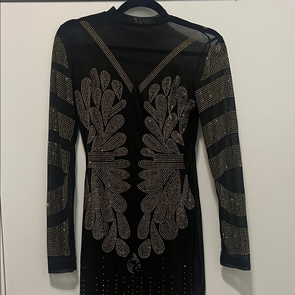 Elegant Black and Gold Embellished Dress